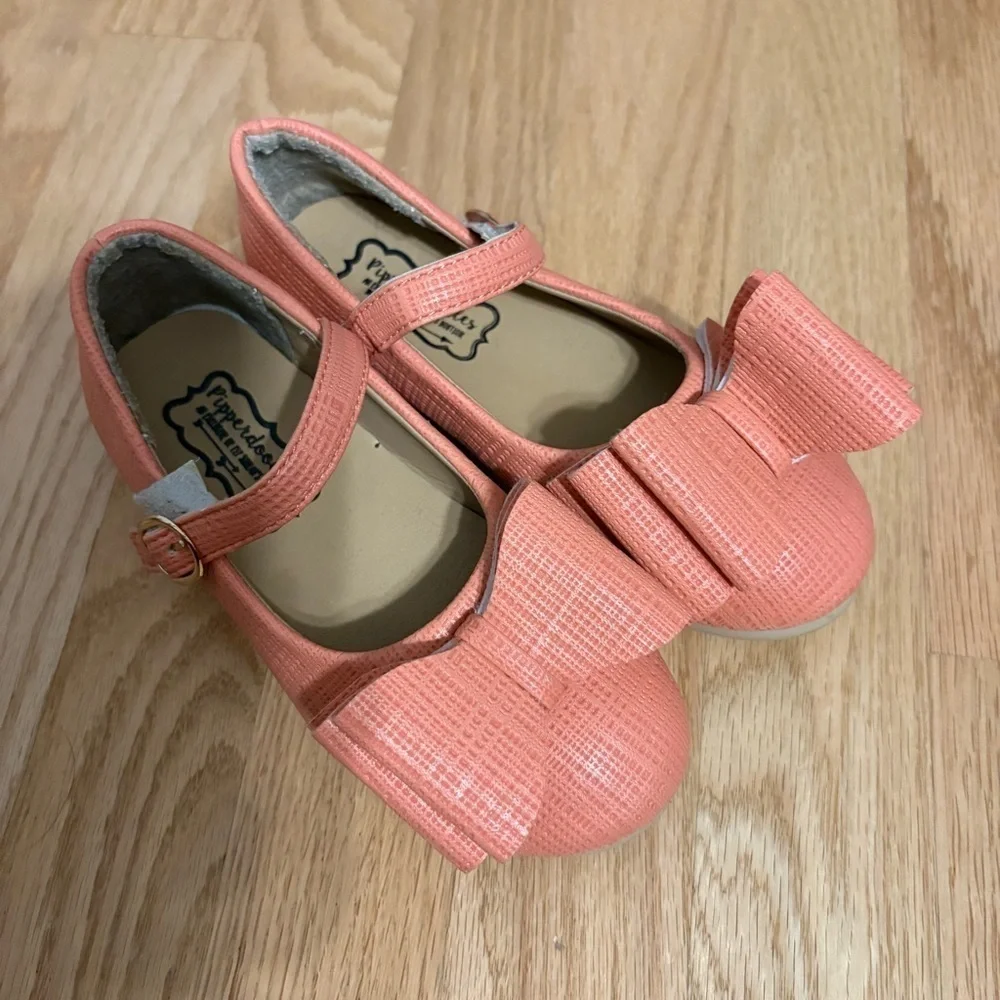 Pipperdoodles Pink Kids Shoes with Bow Detail Coral 31 Sz 13 US
